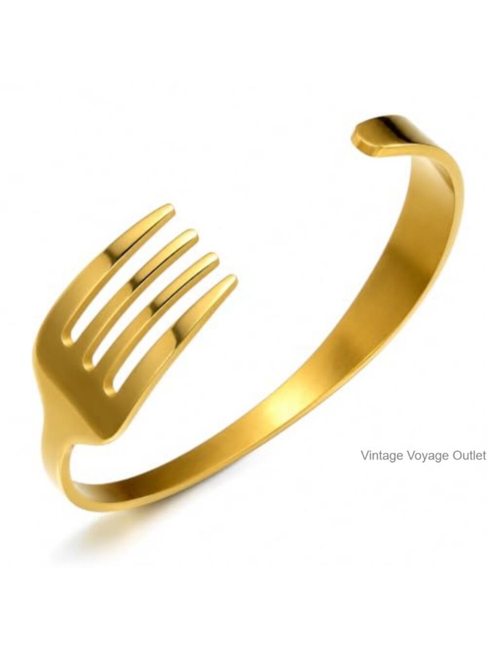 Gold Colored Fork Bracelet Adjustable Cuff